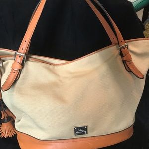 Ralph Lauren Canvas and Leather Handbag